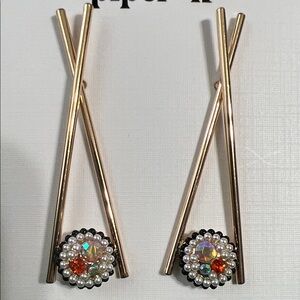 Piper K Brass and Multicolor Glass Stone Sushi Earrings 🍣 🍱